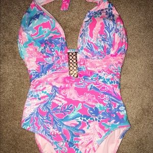 Lily Pulitzer One Piece—Halter Top, Gold Plated